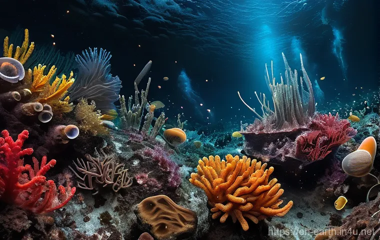 지구과학과 해저 열수구 - **Prompt:** A wide-angle, cinematic shot from the perspective of a deep-sea submersible's viewport, ... 지구과학과 해저 열수구 - **Prompt:** A wide-angle, cinematic shot from the perspective of a deep-sea submersible's viewport, ...