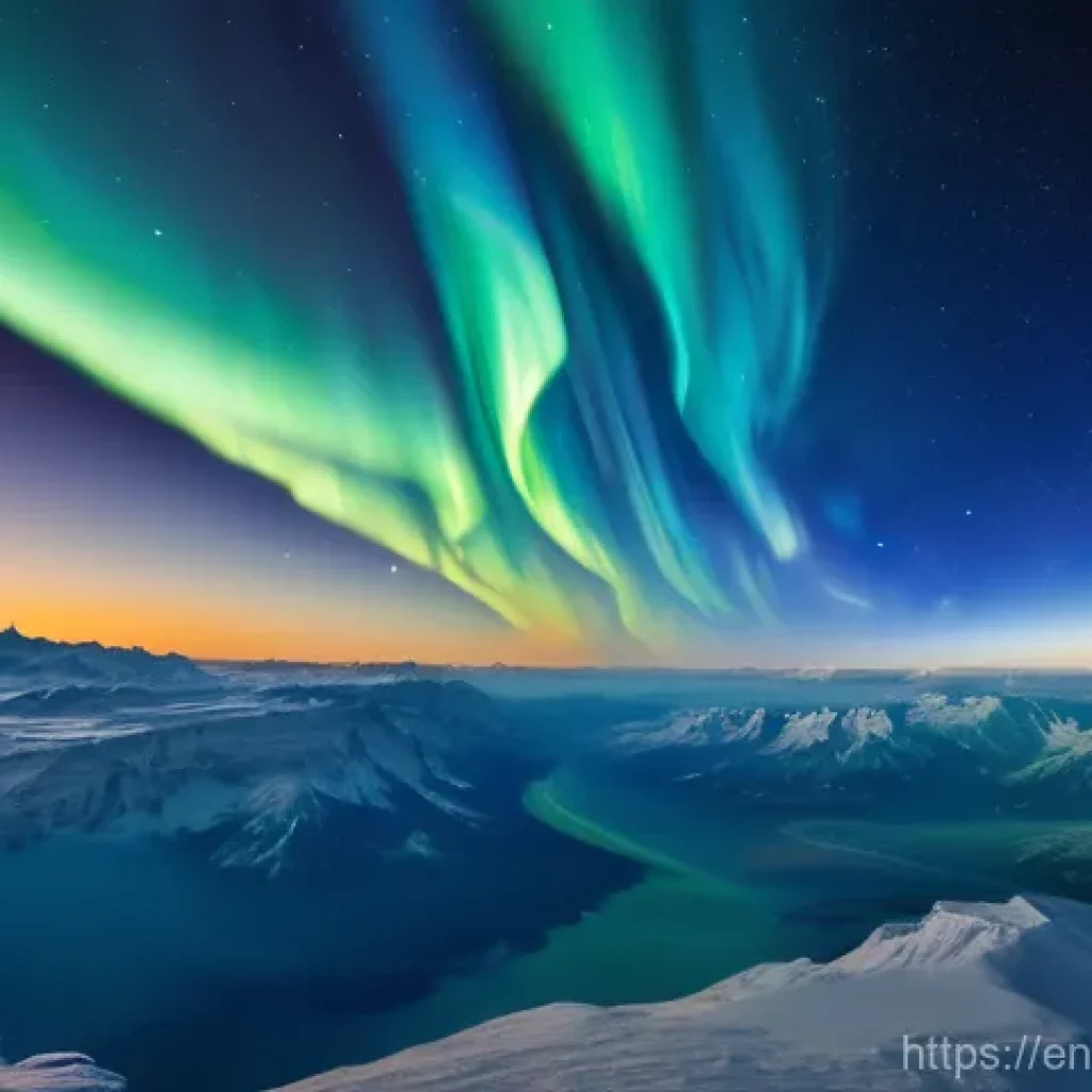 지구과학과 대기권 구조 - **Prompt:** "An ethereal, panoramic view of Earth's atmospheric layers, visually distinct and glowin...