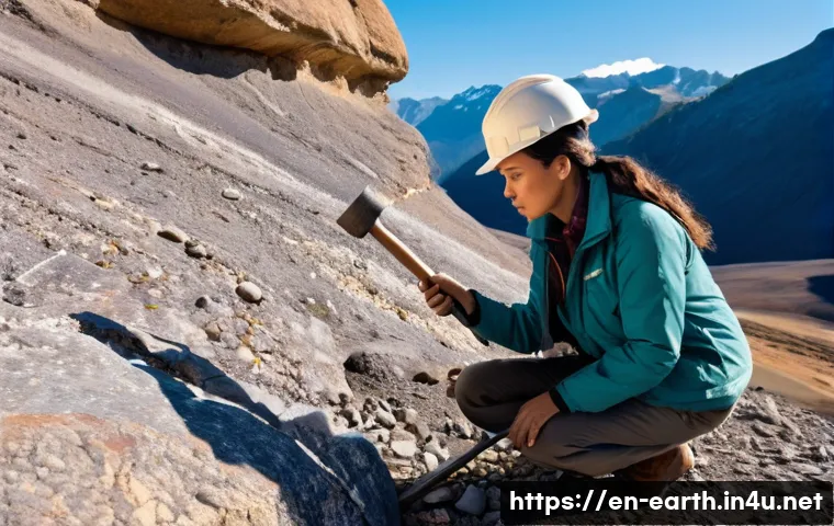 지구과학과 남극 연구 - **Prompt:** "A diverse female geologist in her late 20s or early 30s, wearing rugged, practical fiel...